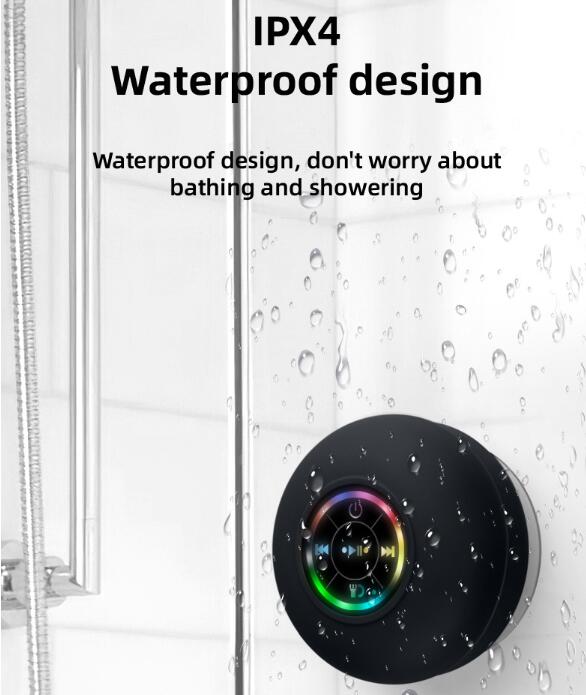 Waterproof LED Bluetooth Speaker with Powerful Suction and Portable Design